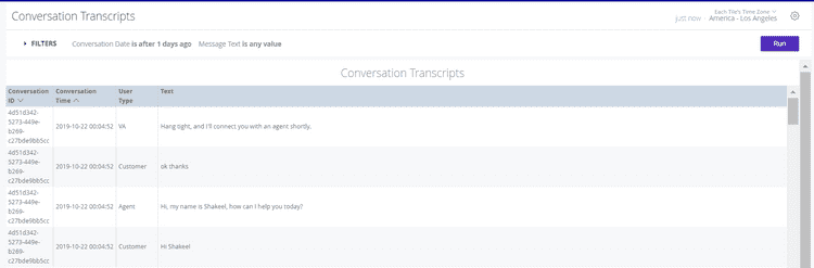 Conversation transcripts